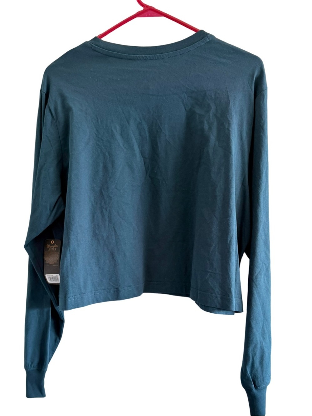WRANGLER Retro Long Sleeve Relaxed Crop Buffalo Shirt Dark Teal Size Medium - Picture 3 of 8